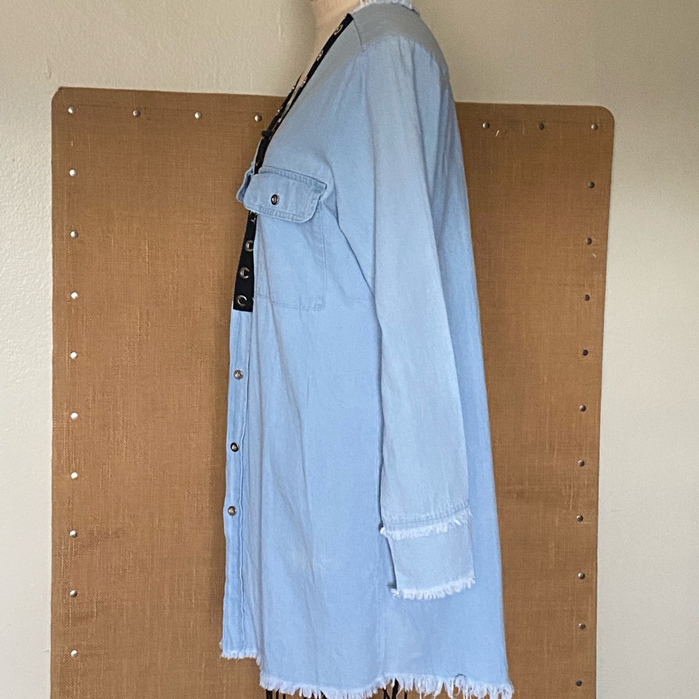 36 POINT 5 DENIM BLACK LACE SHIRT DRESS - Picture 5 of 12